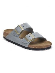 Birkenstock Skórzane klapki "Arizona" w kolorze szarym rozmiar: 36. Szare klapki Birkenstock, bez wzorów, z otwartym noskiem, bez obcasa. Za 412.34 zł.