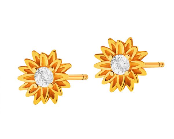 Złote kolczyki z cyrkoniami - kwiaty. Żółte kolczyki Apart, z cyrkonią, złote. Za 499.00 zł.