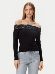 Morgan Bluzka 251-THEODOR Czarny Slim Fit. Czarne bluzki Morgan, m, bez wzorów, z bawełny, bez kołnierzyka, bez ramiączek. Za 129.99 zł.