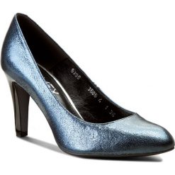 Półbuty ANN MEX - 5398 05SR Granat. Niebieskie czółenka Ann Mex, bez wzorów, z materiału, bez obcasa, na obcasie, bez zapięcia. W wyprzedaży za 179.00 zł.