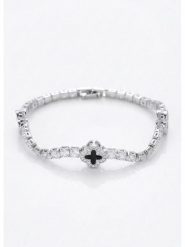 Atelier MIU Posrebrzana bransoletka z cyrkoniami i elementami ozdobnymi rozmiar: onesize. Czarne bransoletki Atelier MIU, z cyrkonią, posrebrzane. Za 43.99 zł.