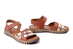 KOCH 030.113.1608 brązowo-złoty, sandały damskie. Brązowe sandały KOCH, bez wzorów, ze skóry, bez obcasa, bez zapięcia. Za 239.90 zł.