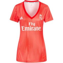 T-shirt Adidas Ladies Real Madrid - Stylowy i Sportowy. Czerwone koszulki sportowe YB SPORTS, bez wzorów, bez ramiączek, do piłki nożnej. Za 56.99 zł.