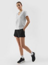 4F Spodenki dresowe damskie - czarne XS. Czarne szorty 4f, bez wzorów, z bawełny, sportowe. W wyprzedaży za 39.99 zł.