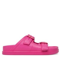 Klapki Blauer. Czerwone klapki Blauer, bez wzorów, bez obcasa. Za 149.99 zł.