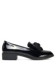 DeeZee Lordsy SQ873-1 Czarny. Czarne lordsy DeeZee, bez wzorów, ze skóry, bez obcasa, bez zapięcia. Za 149.99 zł.