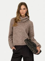 ONLY Golf Gila 15358571 Brązowy Regular Fit. Brązowe golfy Only, xs, bez wzorów, z syntetyku, bez ramiączek. Za 169.99 zł.