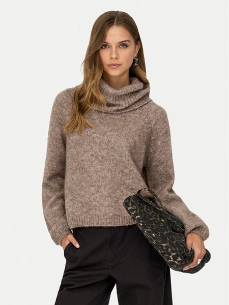 ONLY Golf Gila 15358571 Brązowy Regular Fit. Brązowe golfy Only, m, bez wzorów, z syntetyku, bez ramiączek. Za 169.99 zł.