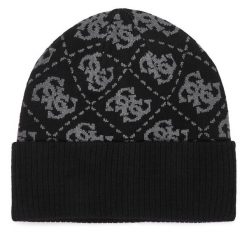 Czapka Guess. Czarne czapki Guess, z aplikacjami. Za 194.99 zł.