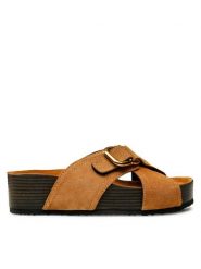 Gino Rossi Klapki 22SS40 Brązowy. Brązowe klapki Gino Rossi, bez wzorów, ze skóry, bez obcasa. Za 299.99 zł.