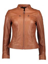 Bugatti Skórzana kurtka w kolorze jasnobrązowym rozmiar: 40. Brązowe kurtki Bugatti, bez wzorów, ze skóry, bez kaptura. Za 717.99 zł.