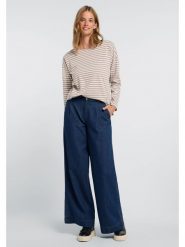 ELBSAND Koszulka "Tooske" w kolorze beżowo-białym rozmiar: S. Białe bluzki ELBSAND, s, bez wzorów, bez kołnierzyka, bez ramiączek. Za 136.45 zł.