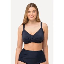 Damska Góra bikini drapowanie miękkie miseczki regulowane ramiączka. Niebieskie bielizna sportowa Ulla Popken, m, bez wzorów, z elastanu. Za 143.99 zł.