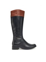 Caprice Oficerki 9-25511-41 Czarny. Czarne kozaki Caprice, ze skóry, bez obcasa, na płaskiej podeszwie, bez zapięcia. Za 659.99 zł.