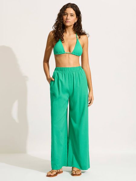 Seafolly Spodnie w kolorze zielonym rozmiar: L. Zielone spodnie materiałowe Seafolly, na co dzień, l, bez wzorów, z bawełny, z podwyższonym stanem. Za 143.90 zł.