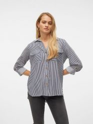 Vero Moda Koszula w kolorze granatowo-białym rozmiar: XL. Białe koszule Vero Moda, xl, bez wzorów, z wiskozy, bez kołnierzyka, bez ramiączek. Za 92.45 zł.
