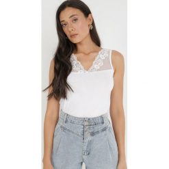 Biały Top Theophochis. Białe topy Born2be, l, bez wzorów, z bawełny, bez kołnierzyka, bez ramiączek. Za 19.99 zł.