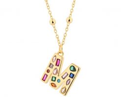 Naszyjnik z mosiądzu pozłacany z cyrkoniami - litera M. Naszyjniki Artelioni, z cyrkonią, pozłacane. Za 169.00 zł.