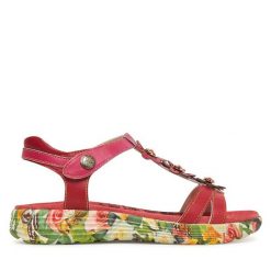 Sandały Laura Vita. Czerwone sandały Laura Vita, bez wzorów, bez obcasa, na płaskiej podeszwie, bez zapięcia. Za 399.99 zł.