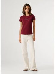 Pepe Jeans Koszulka "New Virgina" w kolorze bordowym rozmiar: L. Czerwone bluzki Pepe Jeans, l, bez wzorów, z jeansu, bez kołnierzyka, bez ramiączek. Za 82.99 zł.