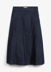 Spódnica jeansowa midi. Niebieskie spódnice bonprix, bez wzorów, z jeansu, midi. Za 64.99 zł.