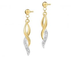 Kolczyki z żółtego złota z brylanatami - 0,008 ct - próba 585. Żółte kolczyki Apart, złote. Za 1,219.00 zł.