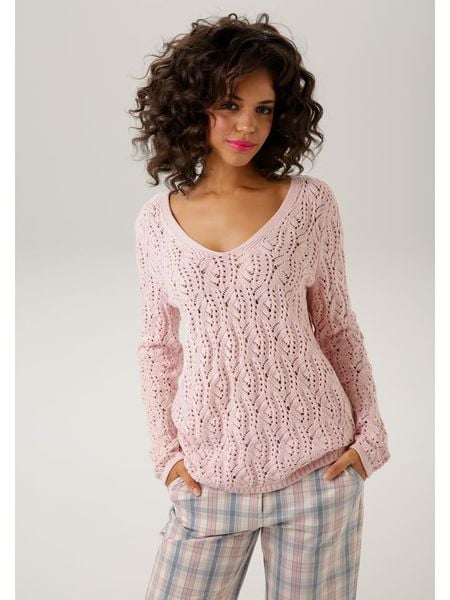 Aniston Sweter w kolorze jasnoróżowym rozmiar: 40. Różowe swetry Aniston, bez wzorów, z bawełny, bez ramiączek. Za 74.28 zł.