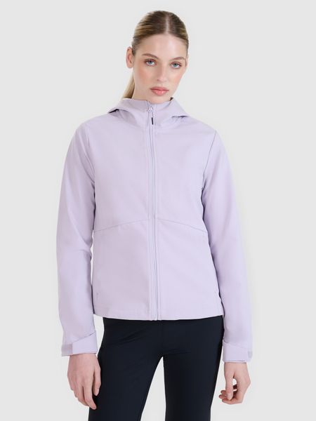 4F Kurtka softshell wiatroodporna membrana 5000 damska - fioletowa L. Fioletowe kurtki 4f, na zimę, l, bez wzorów, z dzianiny, z kapturem, windstopper. W wyprzedaży za 199.99 zł.