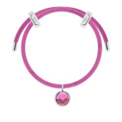Bransoletka Liana, posrebrzana w kolorze fuksjowym z zawieszką z różowym kryształem. Czerwone bransoletki Lilou, posrebrzane. Za 248.00 zł.
