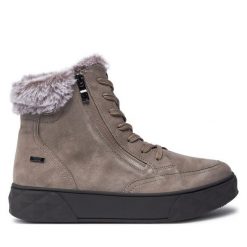 Botki Caprice. Brązowe botki Caprice, bez wzorów, bez obcasa, na płaskiej podeszwie, bez zapięcia. Za 599.99 zł.