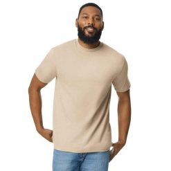 Bawełniana Lekka Koszulka Unisex Dla Dorosłych. Brązowe bluzki GILDAN, xl, bez wzorów, z bawełny, sportowe, bez kołnierzyka, bez ramiączek. Za 32.99 zł.