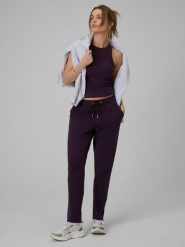 4F Spodnie dresowe damskie - fioletowe S. Fioletowe spodnie dresowe 4f, l, bez wzorów, z bawełny, z podwyższonym stanem, na fitness i siłownię. Za 129.99 zł.