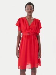 Artigli Sukienka koktajlowa ACAB004967 Czerwony Regular Fit. Czerwone sukienki Artigli, bez wzorów, z syntetyku, wizytowe, bez kołnierzyka, bez ramiączek. Za 419.99 zł.