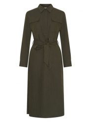 MOSS COPENHAGEN Sukienka w kolorze khaki rozmiar: XS. Brązowe sukienki Moss Copenhagen, na co dzień, xs, bez wzorów, z tkaniny, bez kołnierzyka, bez ramiączek, midi, proste. Za 245.45 zł.