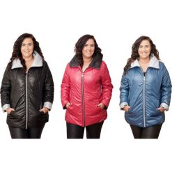 Lekko ocieplona kurtka DUŻE ROZMIARY. Niebieskie kurtki Moda Size Plus Iwanek, na jesień, l, bez wzorów, z materiału, bez kaptura. Za 199.90 zł.