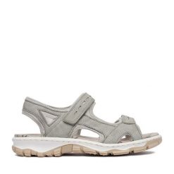 Sandały Rieker. Szare sandały Rieker, bez wzorów, bez obcasa, na płaskiej podeszwie, bez zapięcia. Za 319.99 zł.