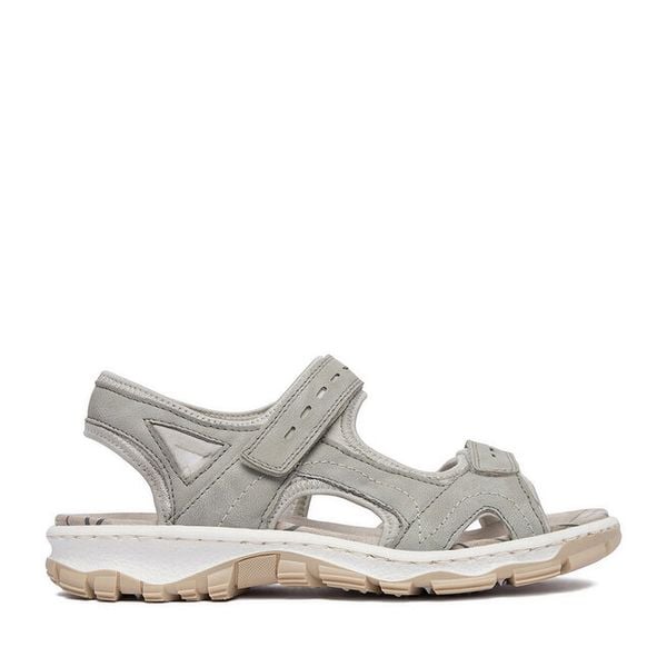 Sandały Rieker. Szare sandały Rieker, bez wzorów, bez obcasa, na płaskiej podeszwie, bez zapięcia. Za 319.99 zł.