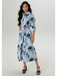 Aniston Sukienka w kolorze błękitno-granatowym rozmiar: 42. Niebieskie sukienki Aniston, bez wzorów, z bawełny, bez kołnierzyka, bez ramiączek, maxi. Za 87.40 zł.