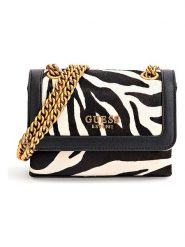Guess Skórzana torebka w kolorze czarno-białym - 19 x 14 x 8 cm rozmiar: onesize. Białe torby na ramię Guess, z aplikacjami, z materiału, na ramię, bez dodatków. Za 259.74 zł.