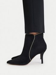 Nine West Botki CEO-CD24170H-2 Czarny. Czarne botki Nine West, bez wzorów, z materiału, bez obcasa, na szpilce, bez zapięcia. Za 279.99 zł.