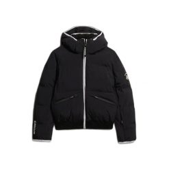 Damska kurtka z kapturem Superdry. Czarne kurtki narciarskie Superdry, bez wzorów, z puchu, z kapturem, narciarskie. Za 952.25 zł.
