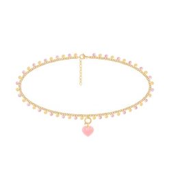 Naszyjnik Sophie z różową emalią z sercem. Czerwone naszyjniki Lilou, pozłacane. Za 337.00 zł.