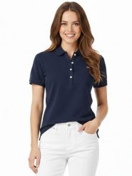 Geographical Norway Koszulka polo "Krystaline" w kolorze granatowym rozmiar: S. Niebieskie bluzki Geographical Norway, s, bez wzorów, z bawełny, bez kołnierzyka, bez ramiączek. Za 100.99 zł.