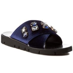 Klapki Gino Rossi. Niebieskie klapki Gino Rossi, bez wzorów, bez obcasa. Za 299.99 zł.