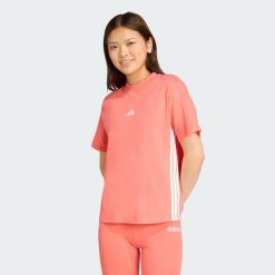 Koszulka Essentials 3-Stripes Cotton. Białe bluzki Adidas, xs, bez wzorów, z bawełny, sportowe, bez kołnierzyka, bez ramiączek. W wyprzedaży za 77.35 zł.