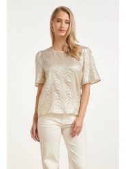 Smashed Lemon Koszulka w kolorze kremowym rozmiar: S. Brązowe bluzki Smashed Lemon, s, bez wzorów, bez kołnierzyka, bez ramiączek. Za 179.95 zł.