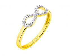 Pierścionek z żółtego złota z diamentami - nieskończoność - 0,03 ct - próba 375. Żółte pierścionki Apart, z diamentem, złote. W wyprzedaży za 903.00 zł.