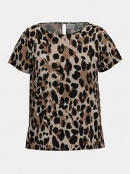 Vila T-Shirt Paya 14067404 Brązowy Regular Fit. Brązowe t-shirty Vila, bez wzorów, z wiskozy, bez kołnierzyka, bez ramiączek. Za 49.99 zł.