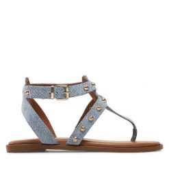 Sandały Inuovo. Niebieskie sandały Inuovo, bez wzorów, bez obcasa, na płaskiej podeszwie, bez zapięcia. Za 329.99 zł.
