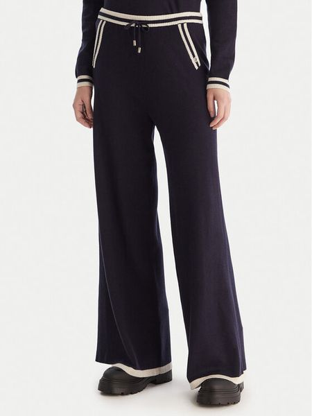 Gaudi Spodnie dzianinowe 521BD23001 Granatowy Wide Leg. Niebieskie spodnie materiałowe Gaudi, xs, bez wzorów, z dzianiny. Za 309.99 zł.